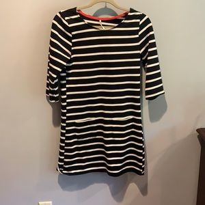 Medium. Striped 3/4 sleeve fitted mini dress